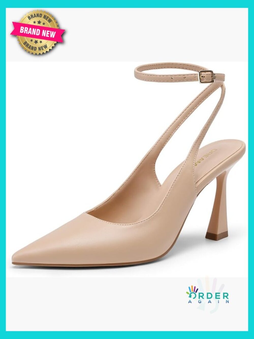 Women's Slingback Heels Pointed Toe Block Heel Pumps Adjustable Strap Dressy